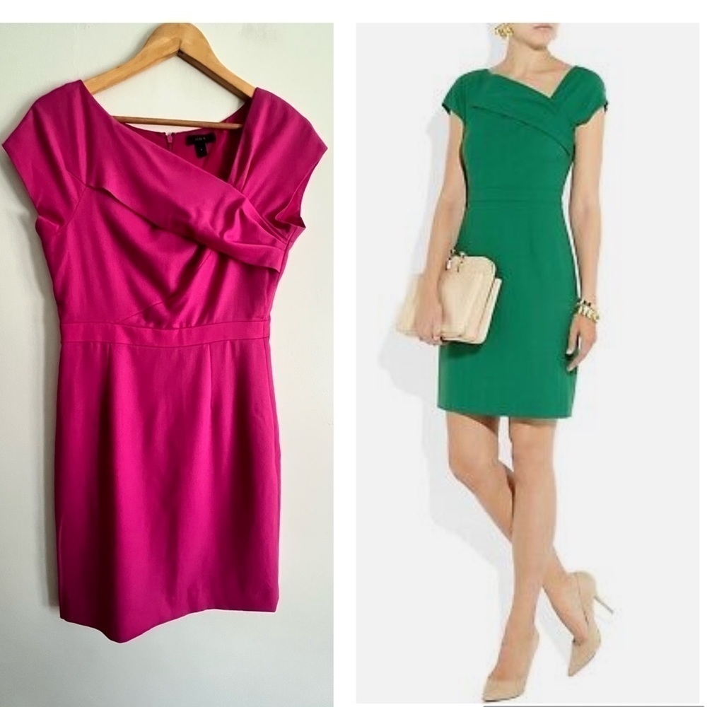 J.Crew Pink Origami Gathering Detail Wool Crepe Dress - Picture 1 of 9